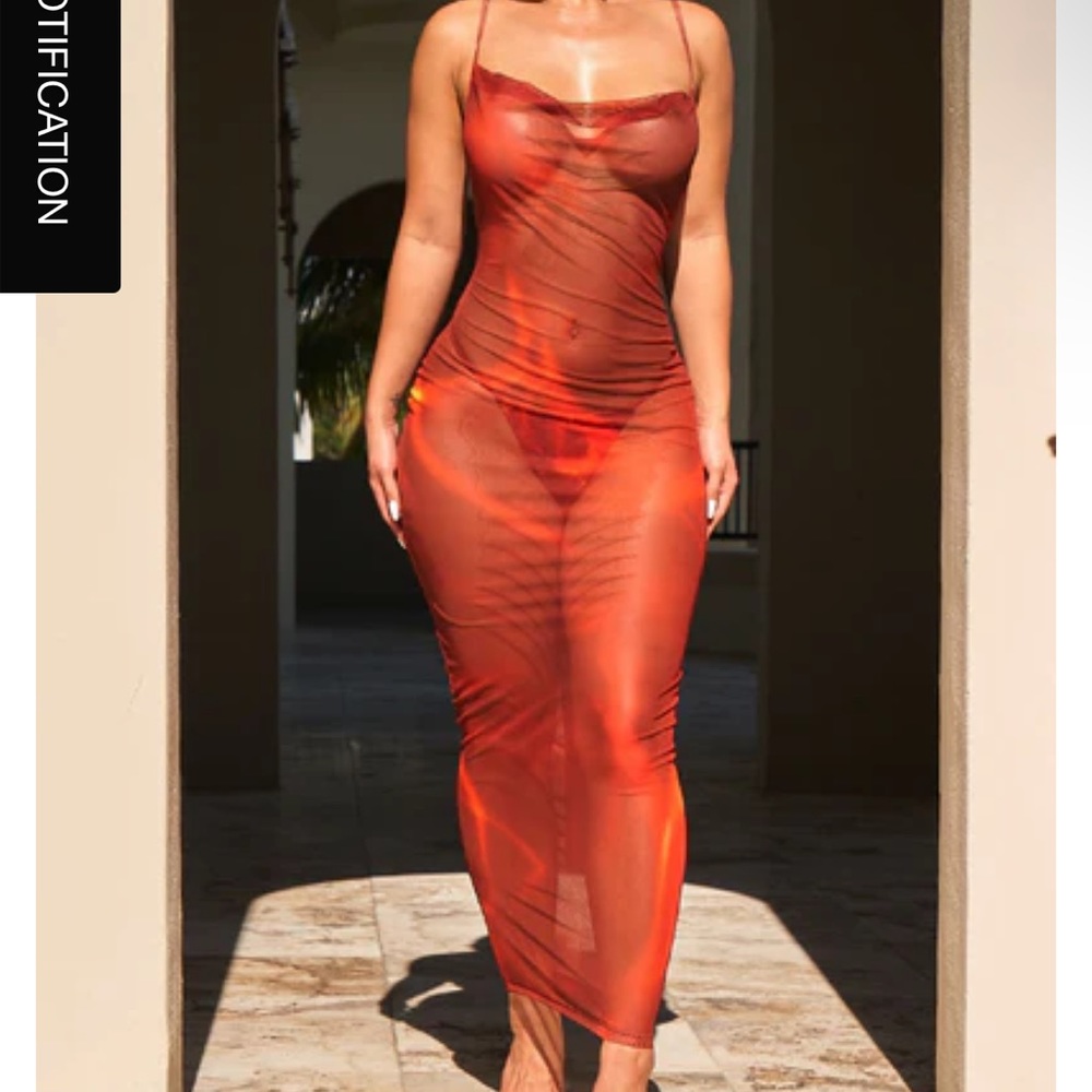 ICON Swim Red Marble swim cover up dress